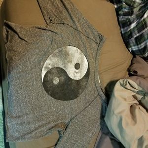 Ying & yang long sleeve crop top